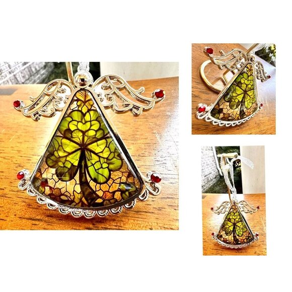 Shamrock Angel Christmas Ornament New Celtic Glass Savannah Georgia Irish Parade - Picture 9 of 12